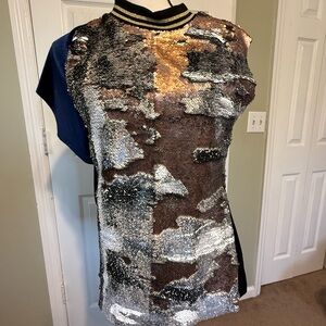 Marcela Carvalho Sequin Tunic Top in Velvet and Metallic Tones